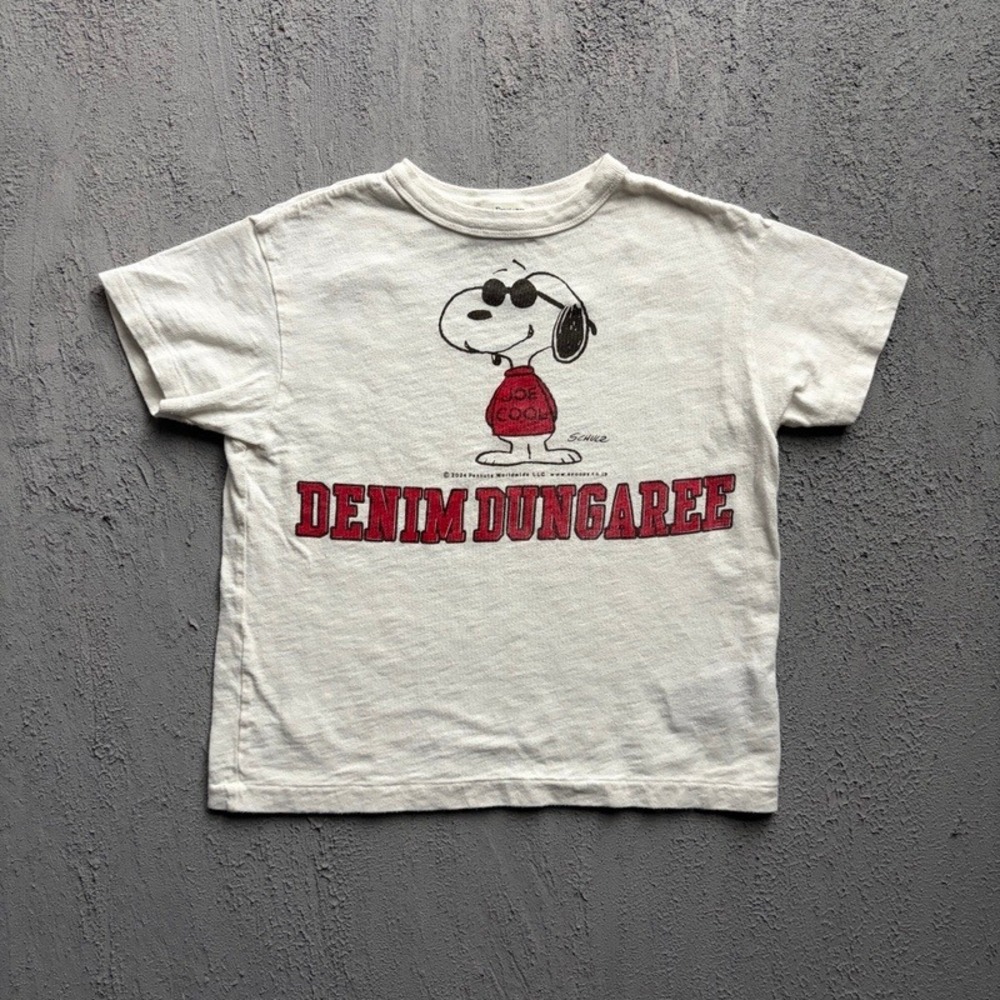 Denim Dungaree T Shirt Medium 130CM White Snoopy Joe Cool Japan Baby Tee